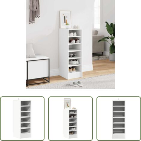 Mueble para zapatos -  Mueble zapatero de madera contrachapada blanco 31,5x35x90 cm
