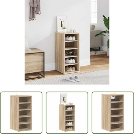 Mueble para zapatos -  Mueble zapatero madera contrachapada roble Sonoma 31,5x35x70 cm