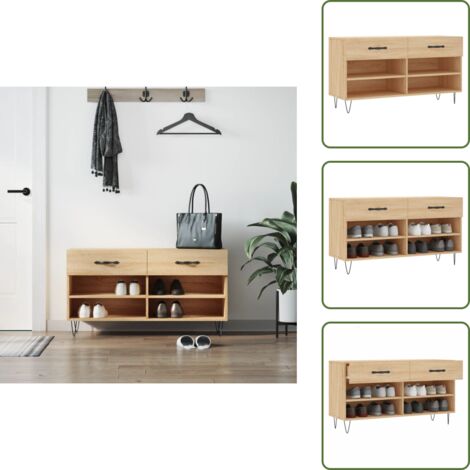 Mueble para zapatos - vidaXL Banco zapatero madera de ingeniería roble Sonoma 102x35x55 cm - Banco de madera contrachapada
