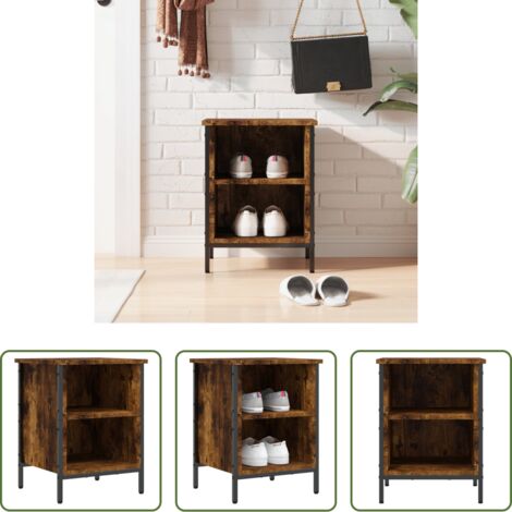 Mueble para zapatos -  Zapatero madera de ingeniería roble ahumado 38x35x50 cm