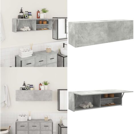 Mueble pared baño madera ingeniería gris hormigón 100x25x30cm - Muebles de baño - Muebles de pared