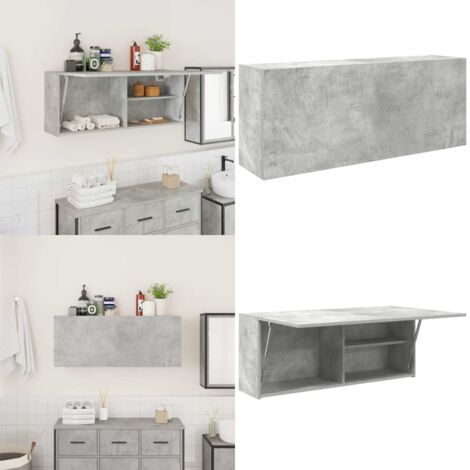 Mueble pared baño madera ingeniería gris hormigón 100x25x40 cm - Muebles de baño - Armario pared