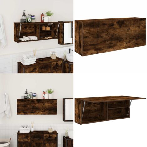 Mueble pared baño madera ingeniería roble ahumado 100x25x40 cm - Mueble pared baño - Madera de ingeniería