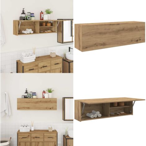 Mueble pared baño madera ingeniería roble artisan 100x25x30 cm - Muebles de baño - Armario pared