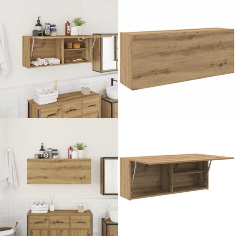 Mueble pared baño madera ingeniería roble artisan 100x25x40 cm - Muebles de baño - Muebles de pared