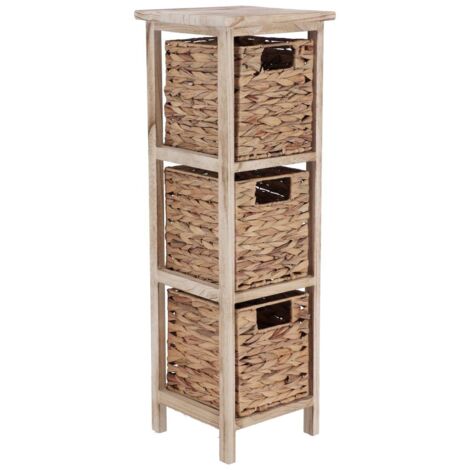 Mueble paulownia con 3 cestas jacinto - natural - Tendance