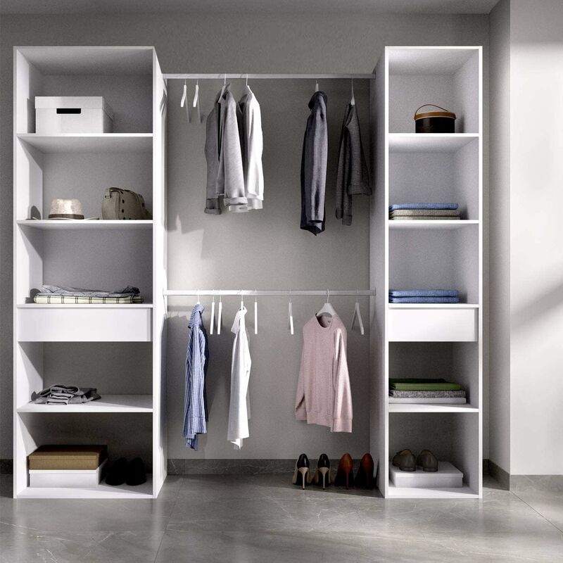 

Mueble Perchero blanco con baldas y cajones, medidas: Alto: 203 cm x Fondo: 50 cm x Ancho: 200 cm