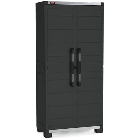 Mueble plástico alto 4 baldas reforzadas 88x45x181H cm. Garaje negro XL