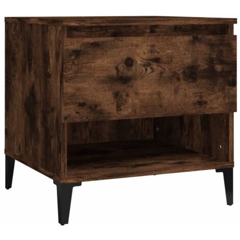Mueble salón mesa auxiliar con cajón 50 x 46 x 50 cm madera contrachapada marrón y metal DEC032392