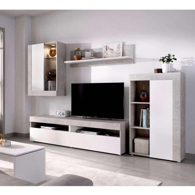 

Mueble salón Villatorres cemento/blanco 180 cm(alto)265 cm(ancho)42 cm(largo) Color CEMENTO-BLANCO