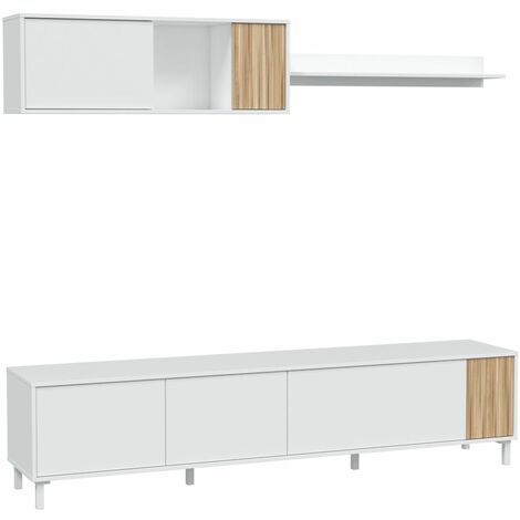 Mueble Salon TV Tempus natural y blanco