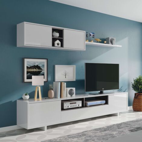 MUEBLE SALÓN VARYS 200X46X41 CM BLANCO BRILLO