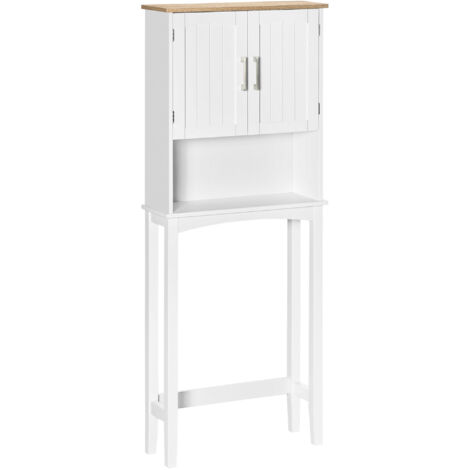 Mueble sobre Inodoro Armario Alto para Lavadora con Balda Interior Ajustable para Baño WC 64x22x165 cm Blanco
