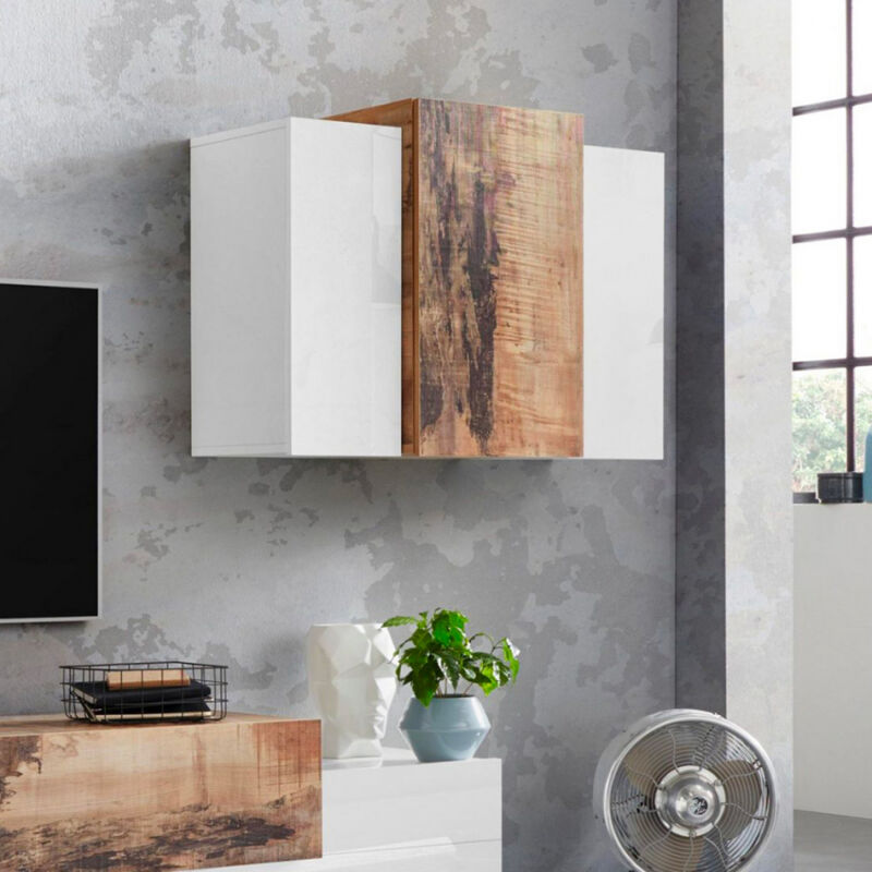 

Mueble suspendido en acabado blanco brillante y madera con 3 puertas Corona Unit Maple