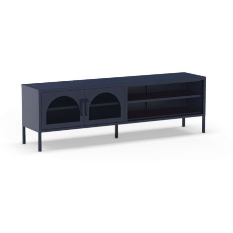 Mueble televisión modelo Dora 2 puertas acabado metal azul, 160cm(ancho) 50cm(alto) 35cm (largo)