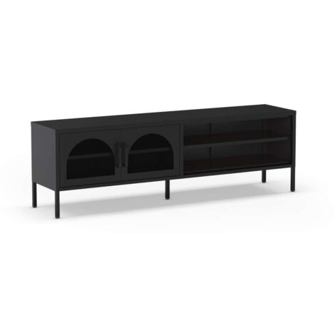 Mueble televisión modelo Dora 2 puertas acabado metal negro, 160cm(ancho) 50cm(alto) 35cm (largo)