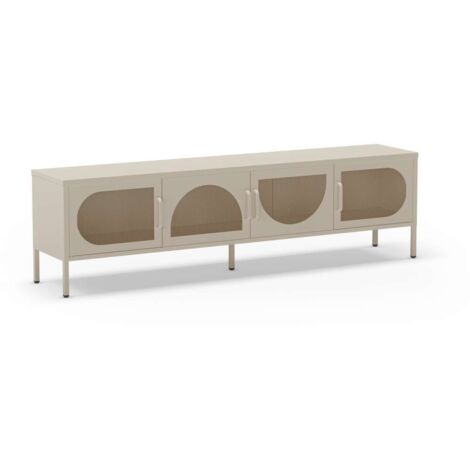 Mueble televisión modelo Toledo 4 puertas acabado metal crema, 180cm(ancho) 50cm(alto) 35cm (largo)