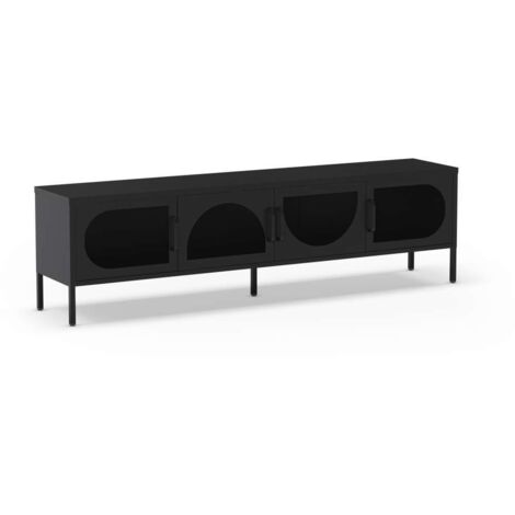 Mueble televisión modelo Toledo 4 puertas acabado metal negro, 180cm(ancho) 50cm(alto) 35cm (largo)