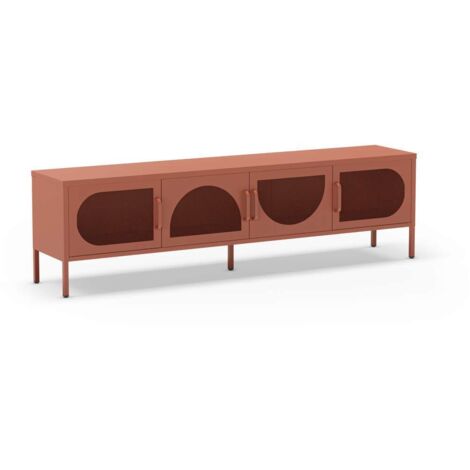 Mueble televisión modelo Toledo 4 puertas acabado metal terracota, 180cm(ancho) 50cm(alto) 35cm (largo)