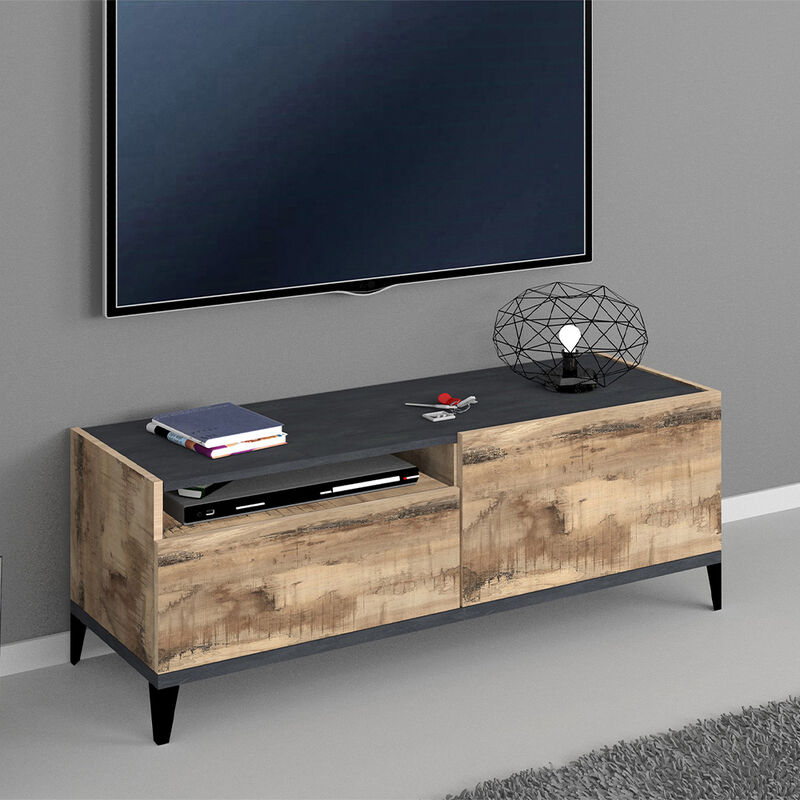 

Mueble TV 120x40 cm salón cajón madera pizarra Gerald Report