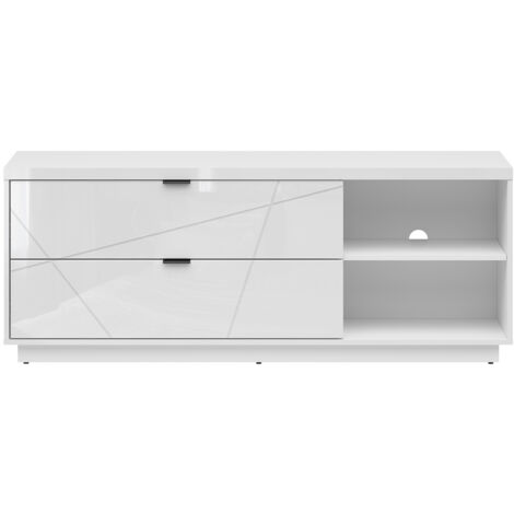 Mueble TV 2 cajones 2 compartimientos 156 cm Sven Blanco