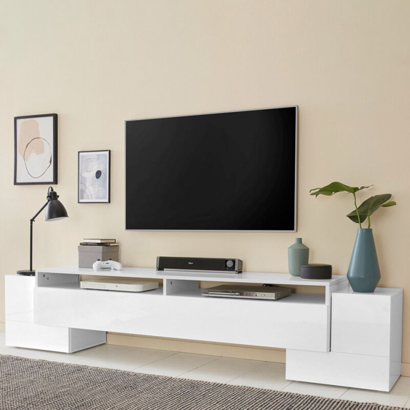 

Mueble TV 2 compartimentos abiertos puerta abatible salón 210cm Pillon XXL