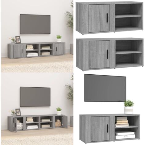Mueble TV 2 uds madera contrachapada gris Sonoma 80x31,5x36 cm - Mueble de TV - Armario de madera