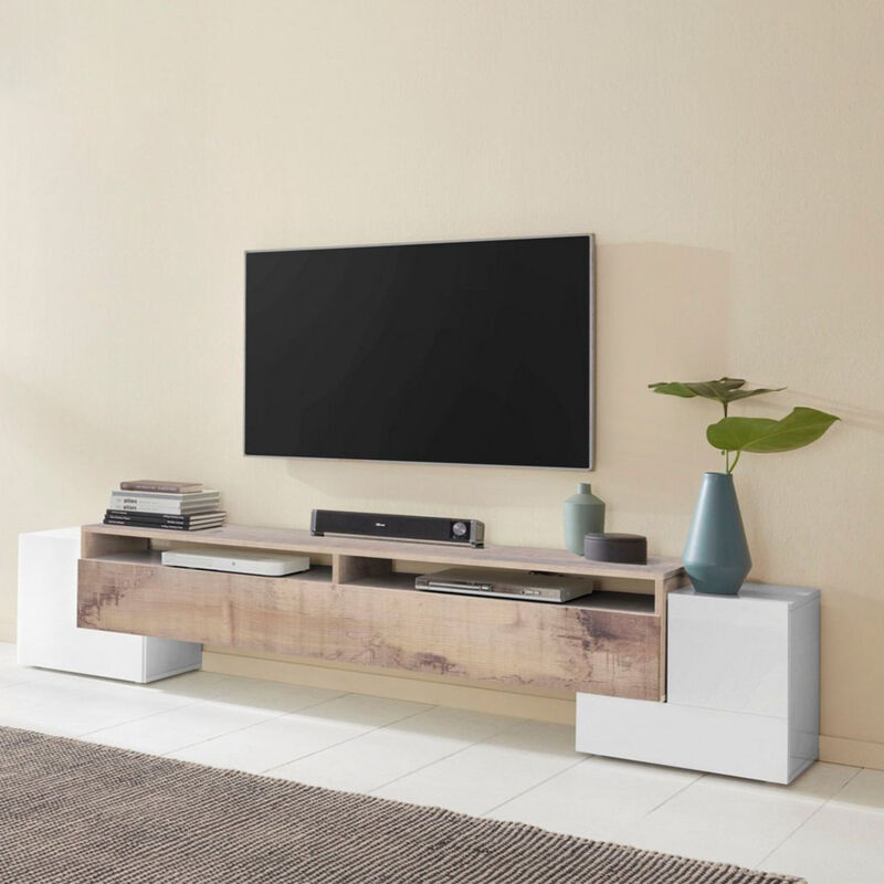 

Mueble TV 3 puertas 2 compartimentos 210cm diseño salón Pillon Acero XXL