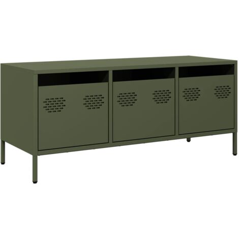 Mueble TV acero laminado en frío verde oliva 101,5x39x43,5 cm vidaXL