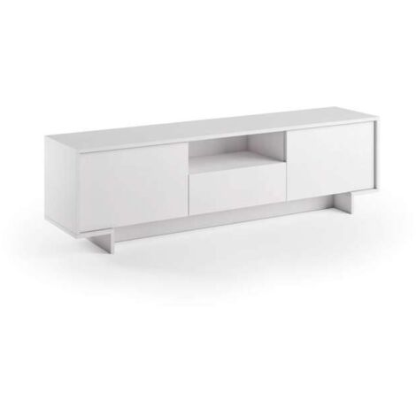 Mueble TV blanco con 2 puertas y cajón central