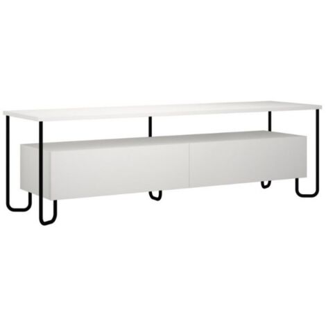 Mueble TV blanco con dos puertas 150x42x45h cm