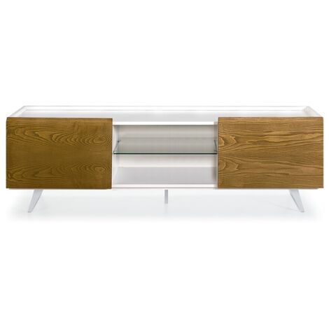 Mueble tv change lacado blanco madera fresno pata de metal