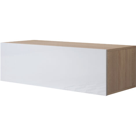 MUEBLES BONITOS 100x30x40cm Modelo Luke H1 Sonoma mate y Blanco brillo