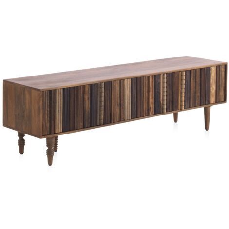 Mueble Tv Con 3 Puertas Laminadas Multicolor De Madera Maciza De Acacia