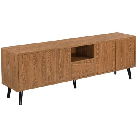 Mueble TV con almacenaje moderno 140 x 30 x 46 cm imitación madera oscura 030007761
