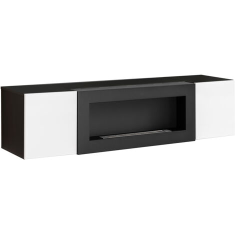 Mueble TV con Chimenea  Mueble de televisión  Colgante  Mueble de Salón  2 puertas  160x40x40cm  Modelo Krista Lumbre  Varios Colores Disponibles