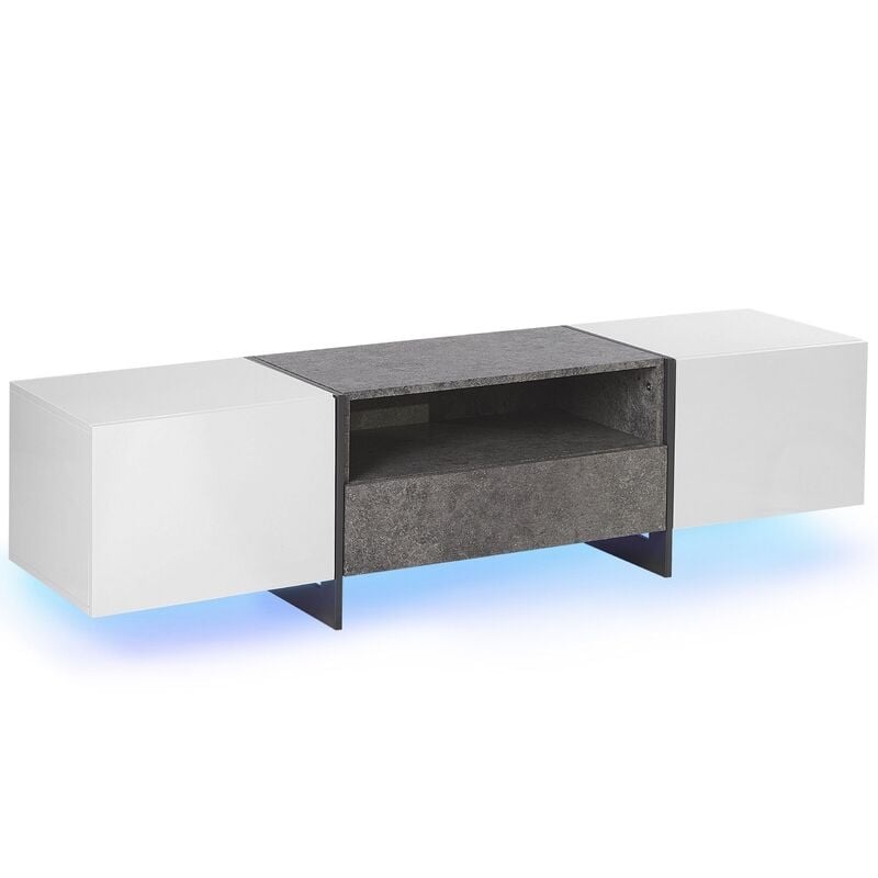 

Mueble TV con LED efecto concreto blanco RUSSEL