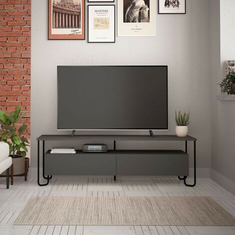 Mueble TV Madis 165cm acabado artisan-negro antracita 