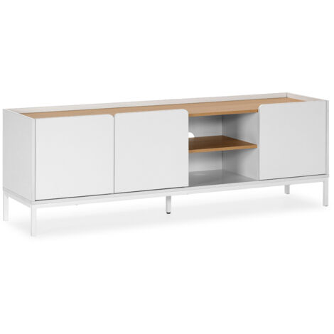 Mueble Tv Curva 3 puertas color Blanco