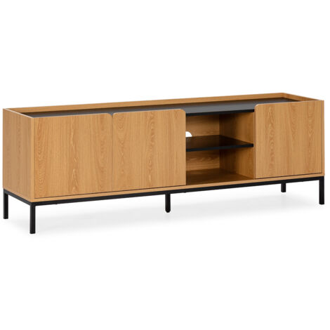 Mueble Tv Curva 3 puertas color Roble