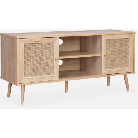 SWEEEK Mueble TV de caña trenzada, 120cm