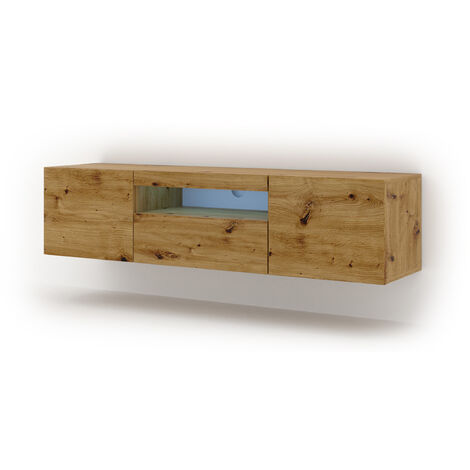 Mueble TV de pared 3 puertas 150 cm LED Aurus Madera