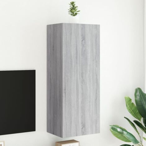 Mueble TV de pared madera ingeniería gris 40,5x30x102 cm