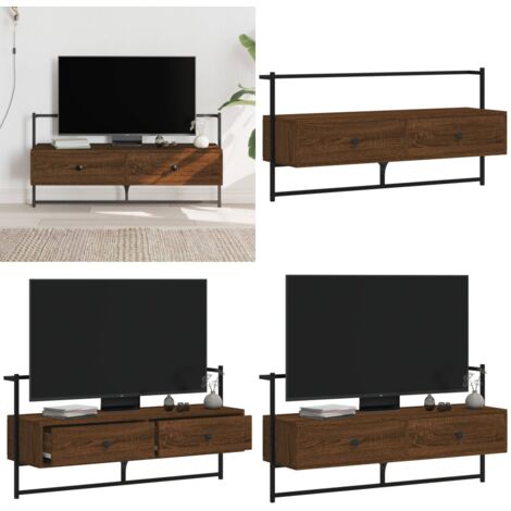 Mueble TV de pared madera ingeniería marrón roble 100,5x30x51cm - Mueble de TV - Madera contrachapada