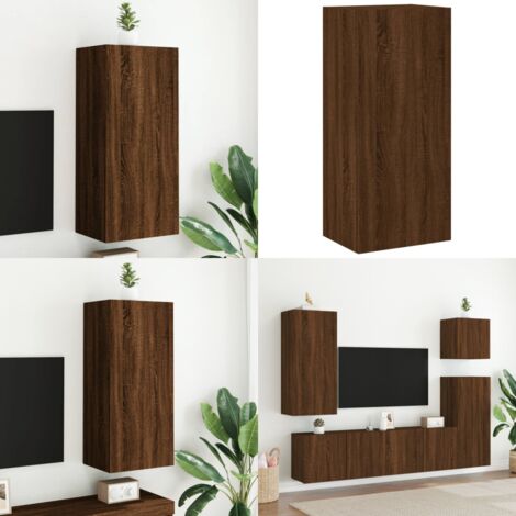 Mueble TV de pared madera ingeniería marrón roble 40,5x30x90 cm - Mueble de TV - Madera de ingeniería