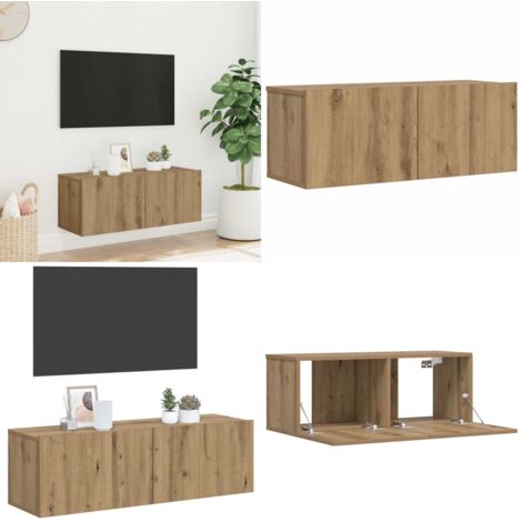 Mueble TV de pared madera ingeniería roble artisan 80x30x30 cm - Mueble de pared - Madera de ingeniería