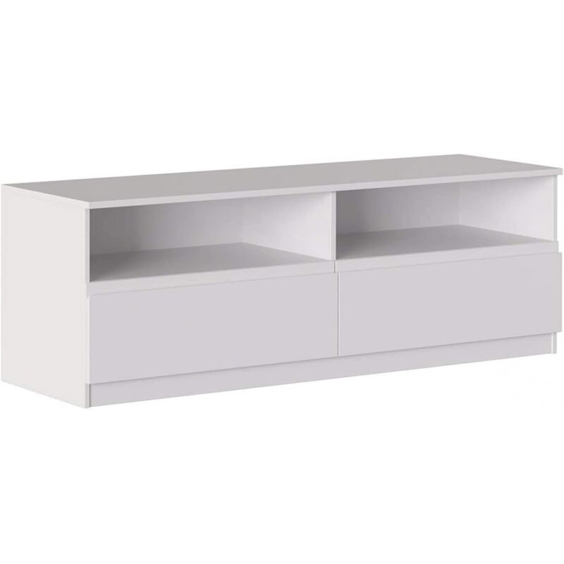 

Mueble TV de salón 160 cm Blanco mate con dos cajones y dos compartimentos serie Oslo | Blanco