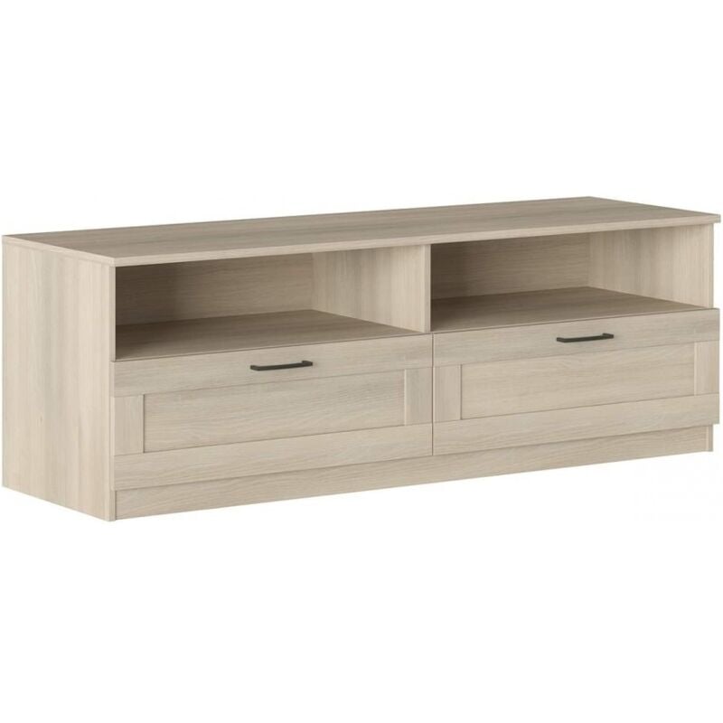 

Mueble TV de salón 160 cm Roble con dos cajones y dos compartimentos serie Helsinki | Roble claro