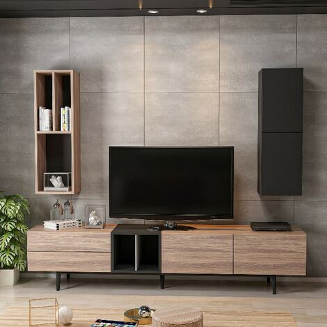 Mueble TV suspendido PETI negro 135 cm