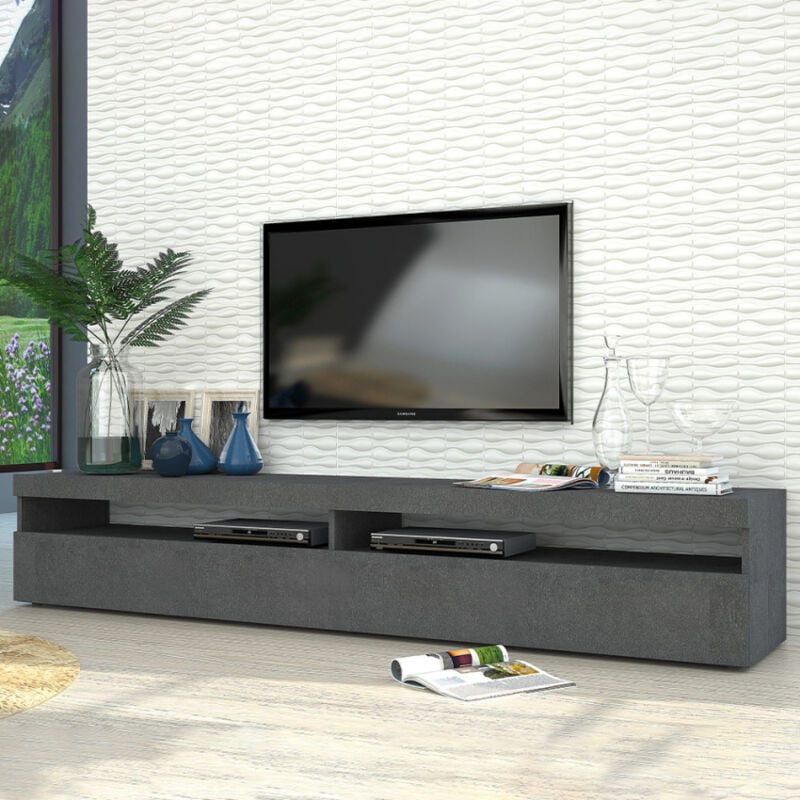 

Mueble de TV antracita diseño salón 200 cm 4 compartimentos 2 puertas Burrata Report